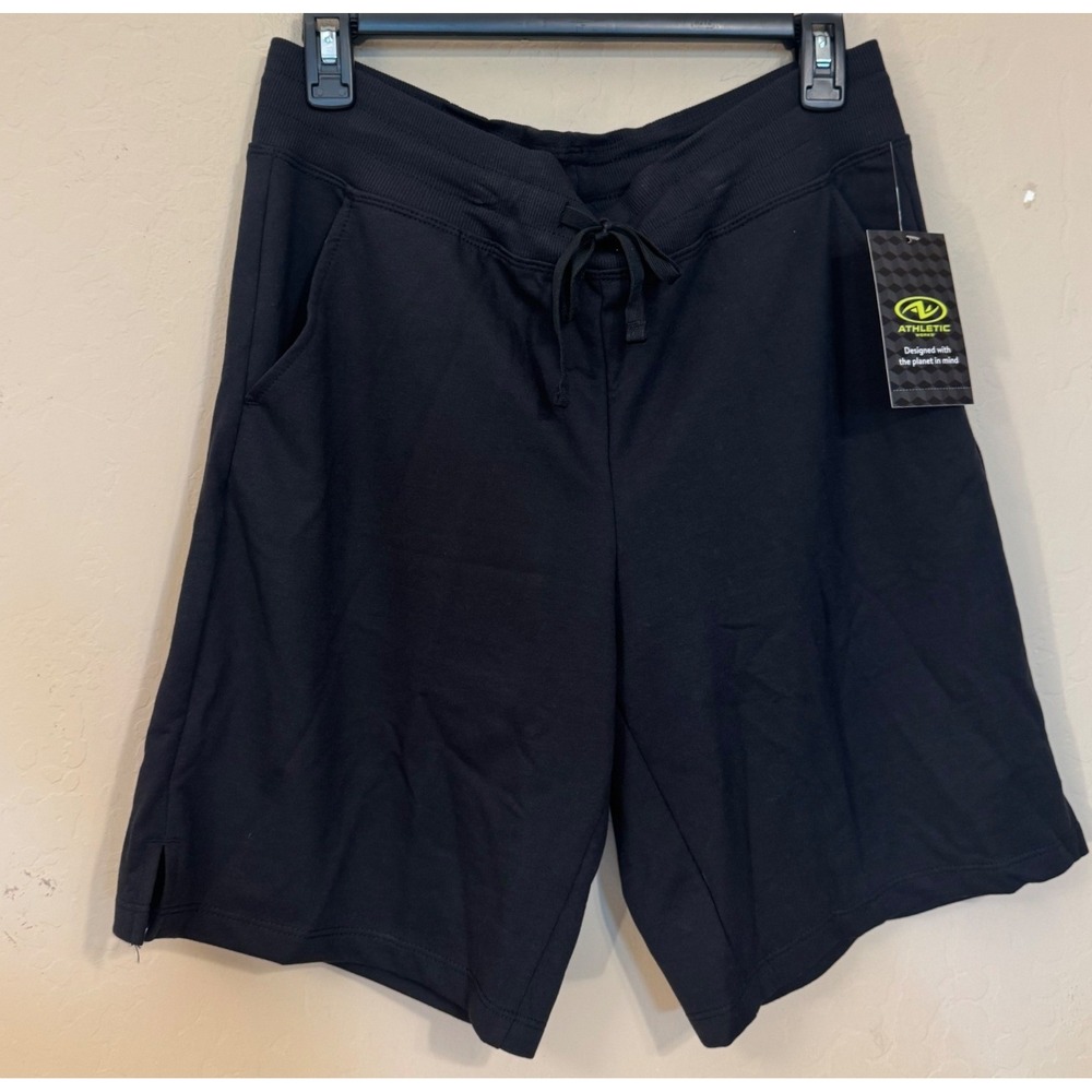 Athletic Works Bermuda Shorts Women M (8-10) Black Pockets Pullon Comfort NEW